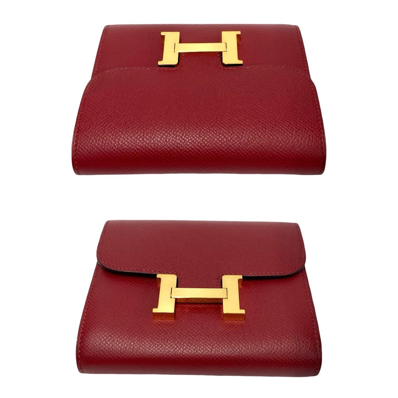 HERMES Bifold Wallet leather Red Constance Compact