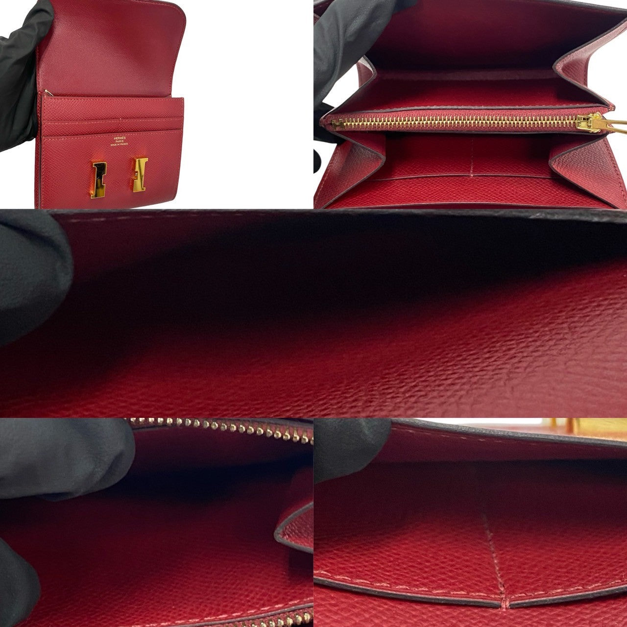 HERMES Bifold Wallet leather Red Constance Compact