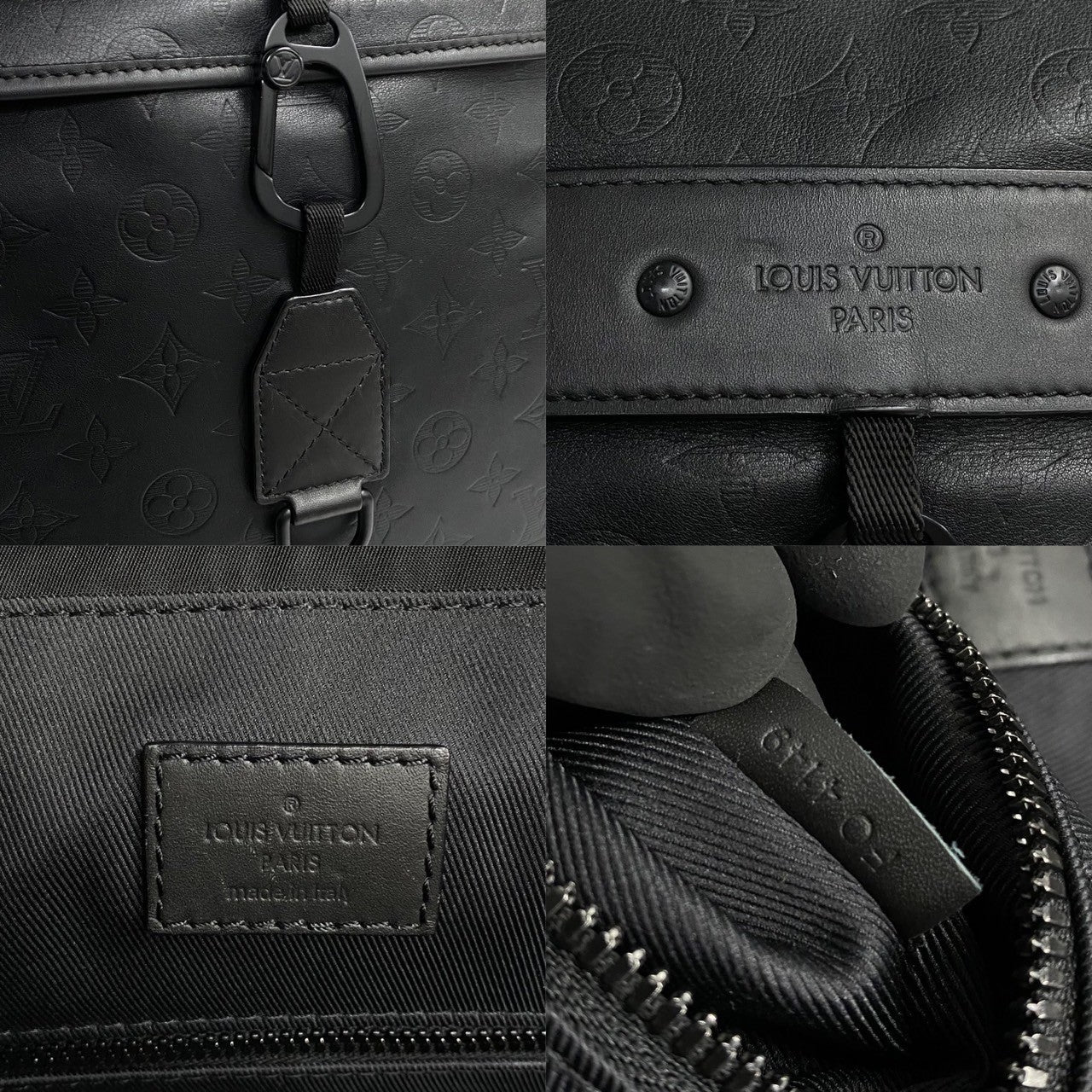 LOUIS VUITTON Backpack leather black Monogram shadow Discovery backpack