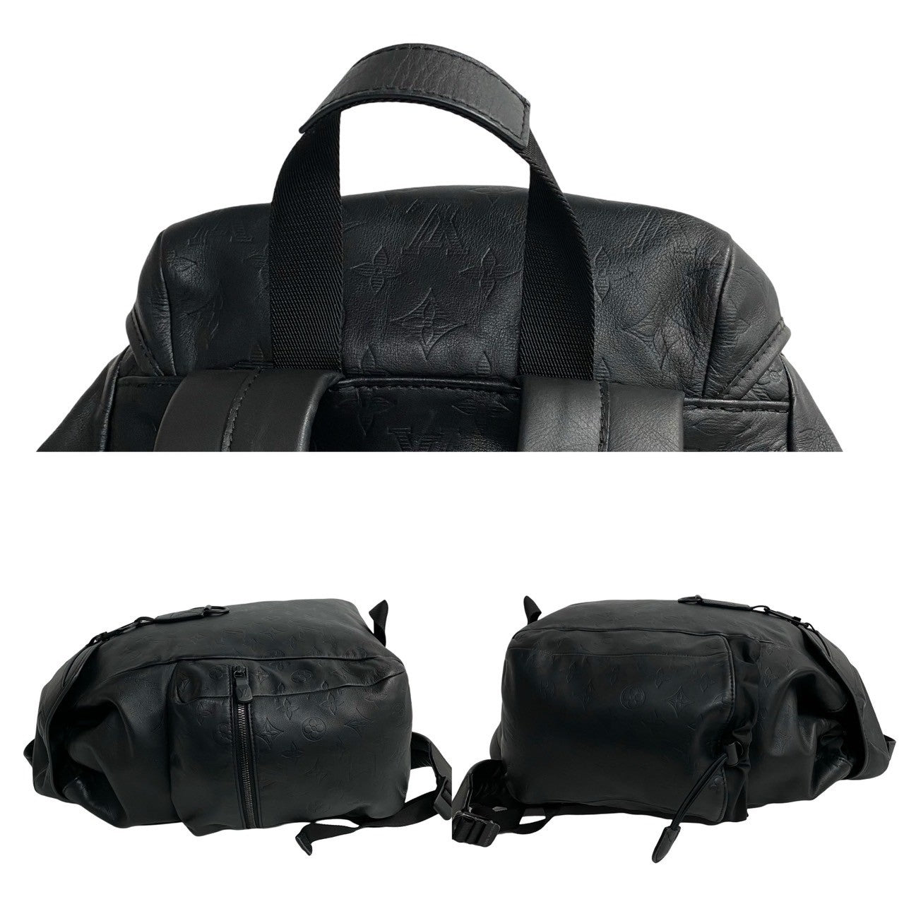 LOUIS VUITTON Backpack leather black Monogram shadow Discovery backpack