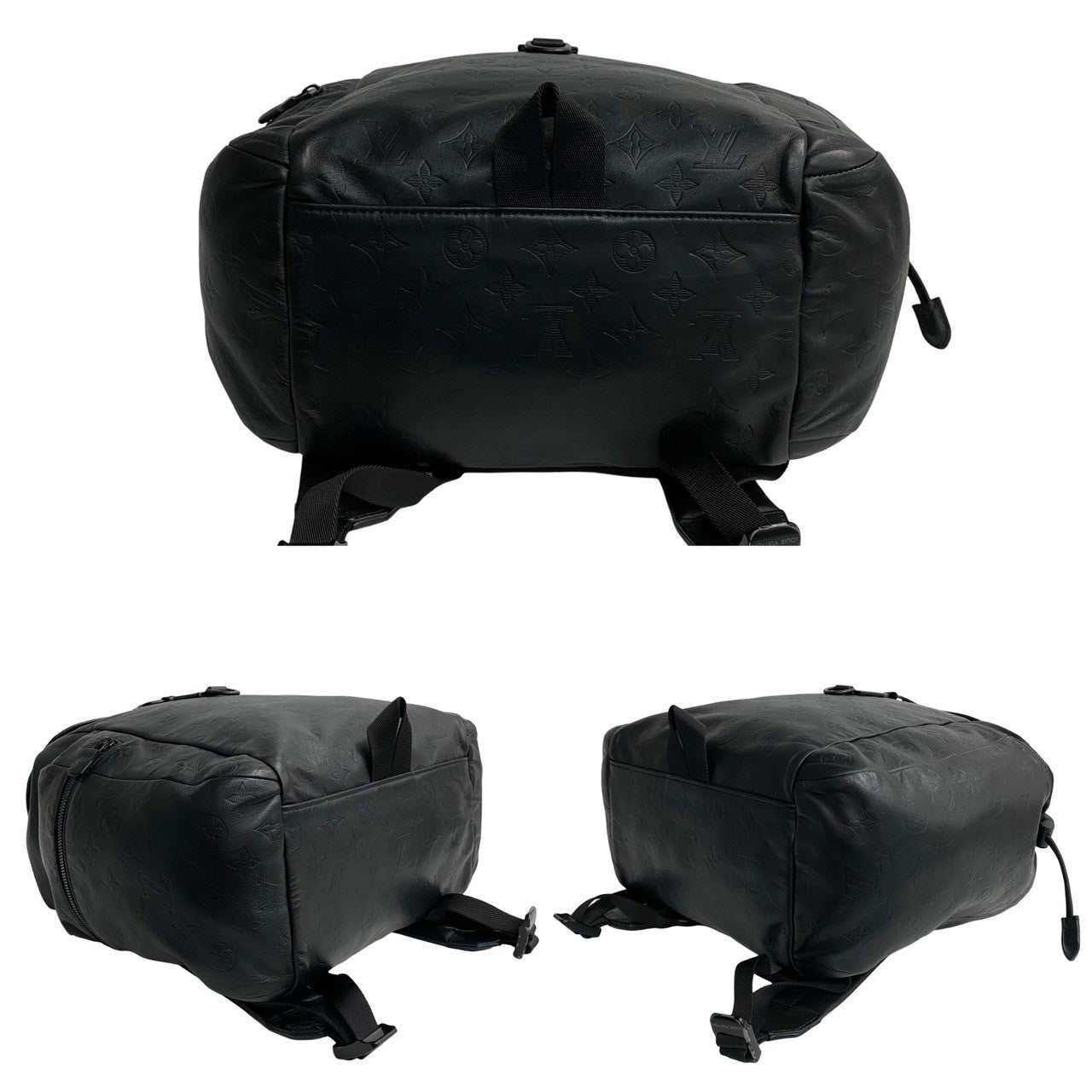 LOUIS VUITTON Backpack leather black Monogram shadow Discovery backpack