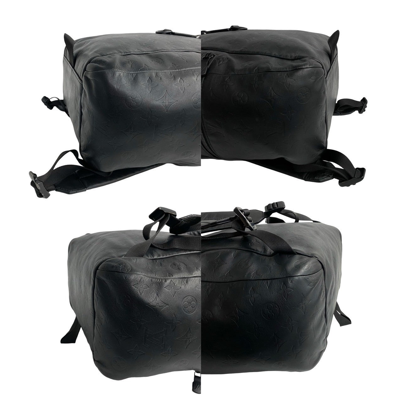 LOUIS VUITTON Backpack leather black Monogram shadow Discovery backpack