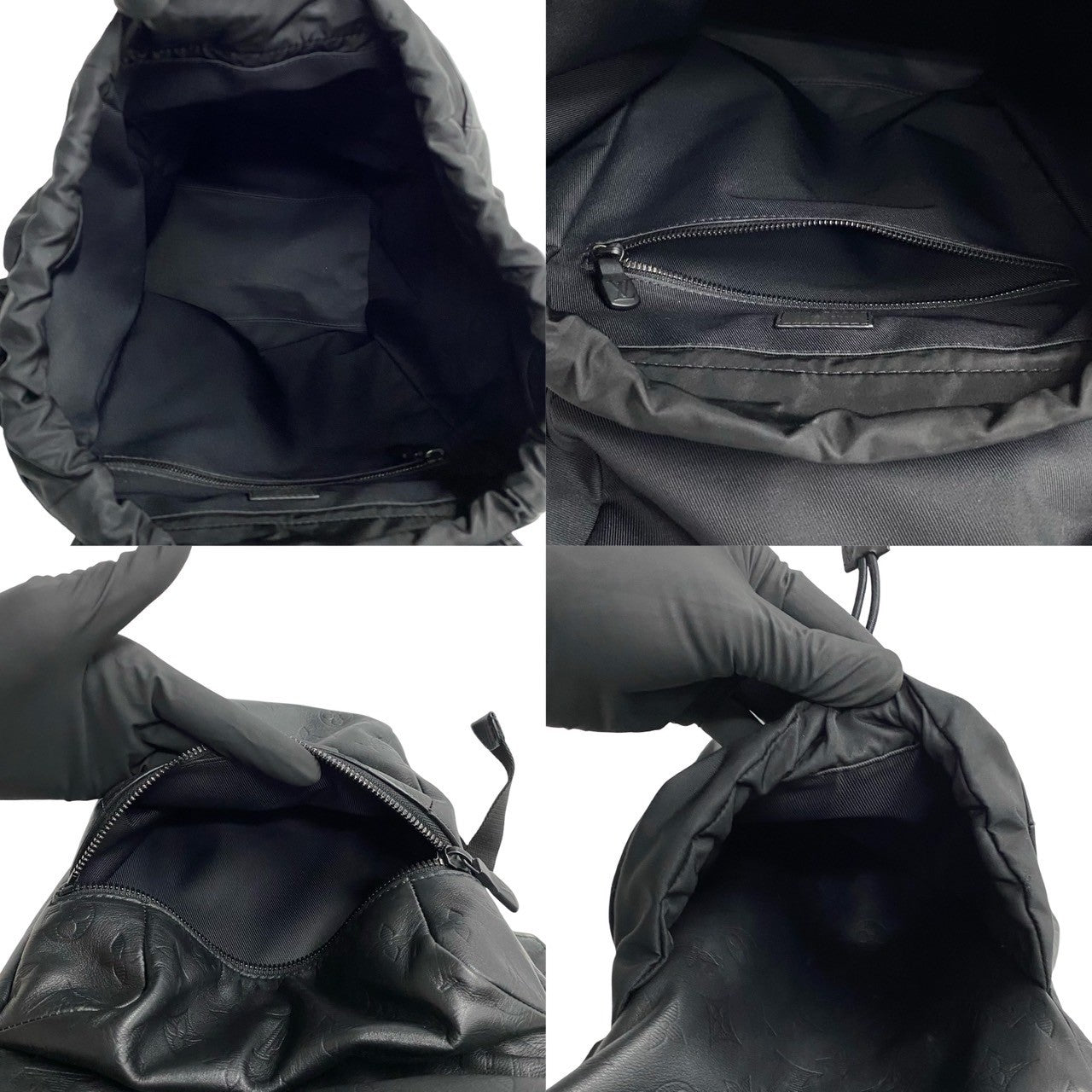 LOUIS VUITTON Backpack leather black Monogram shadow Discovery backpack