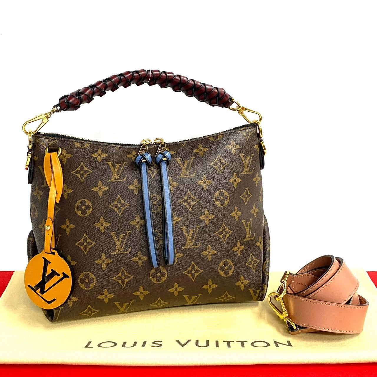 LOUIS VUITTON Handbag leather Brown Monogram Mini zipped hobo