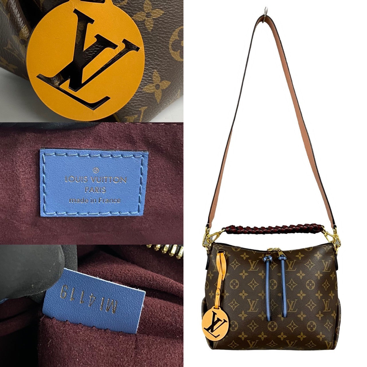 LOUIS VUITTON Handbag leather Brown Monogram Mini zipped hobo
