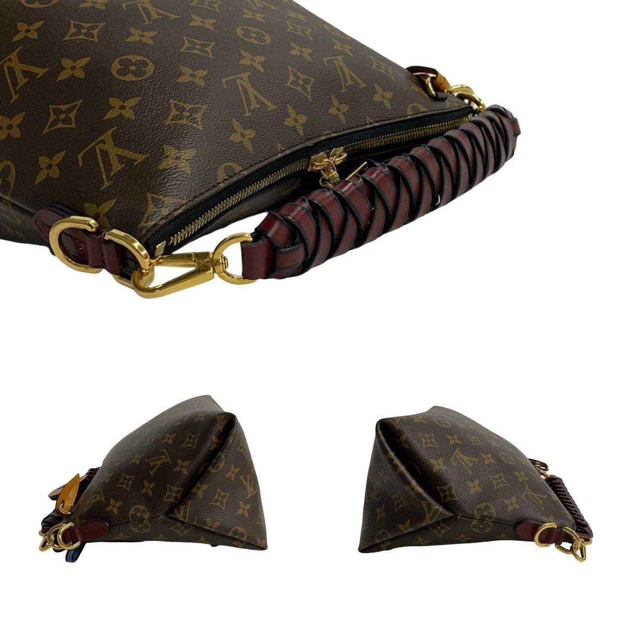 LOUIS VUITTON Handbag leather Brown Monogram Mini zipped hobo