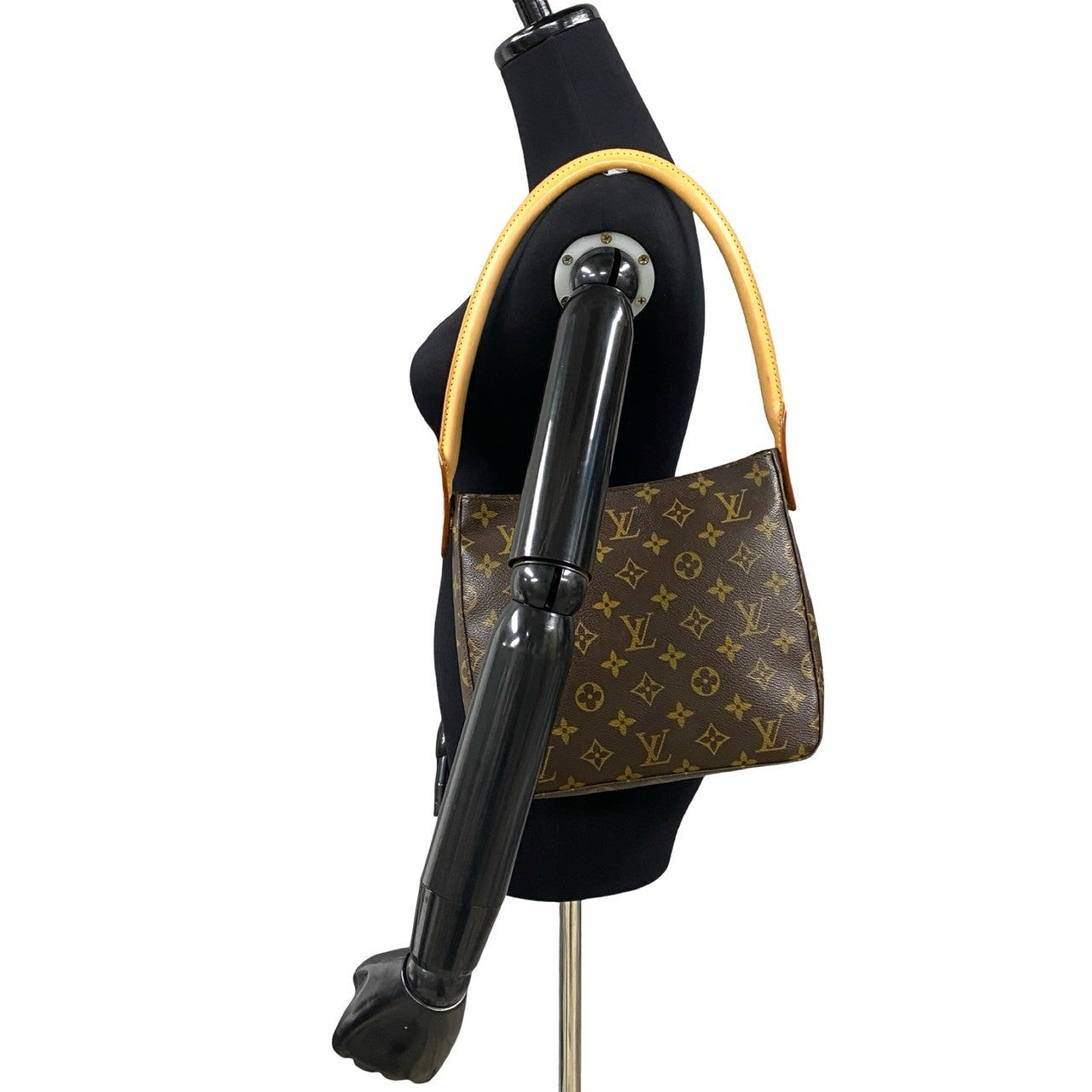 LOUIS VUITTON Handbag leather Brown Monogram Looping MM