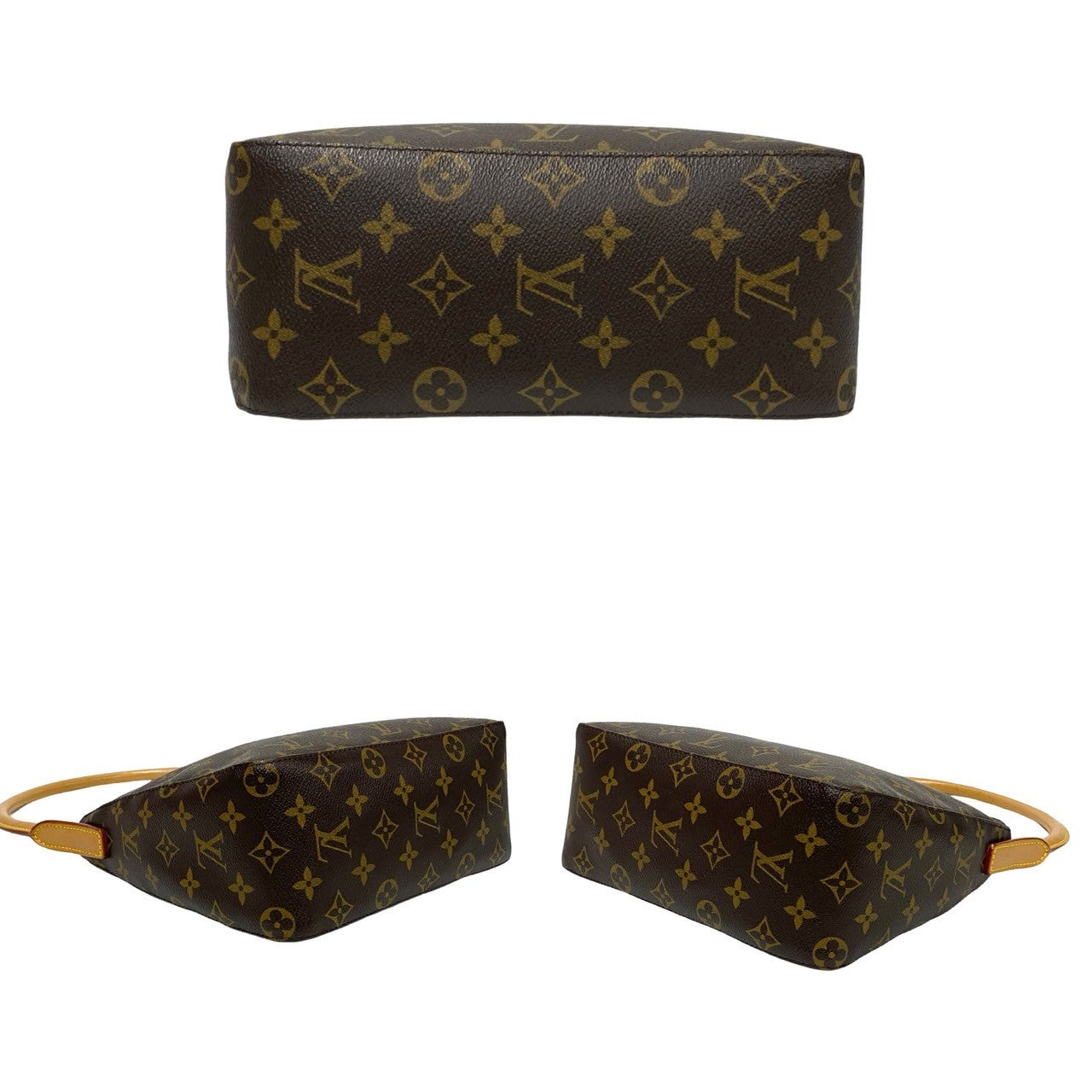 LOUIS VUITTON Handbag leather Brown Monogram Looping MM