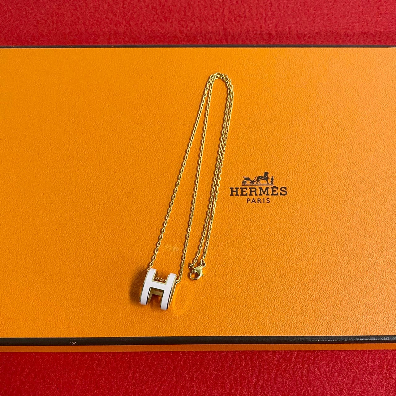 HERMES Necklace Gold Plated gold Pop ash H
