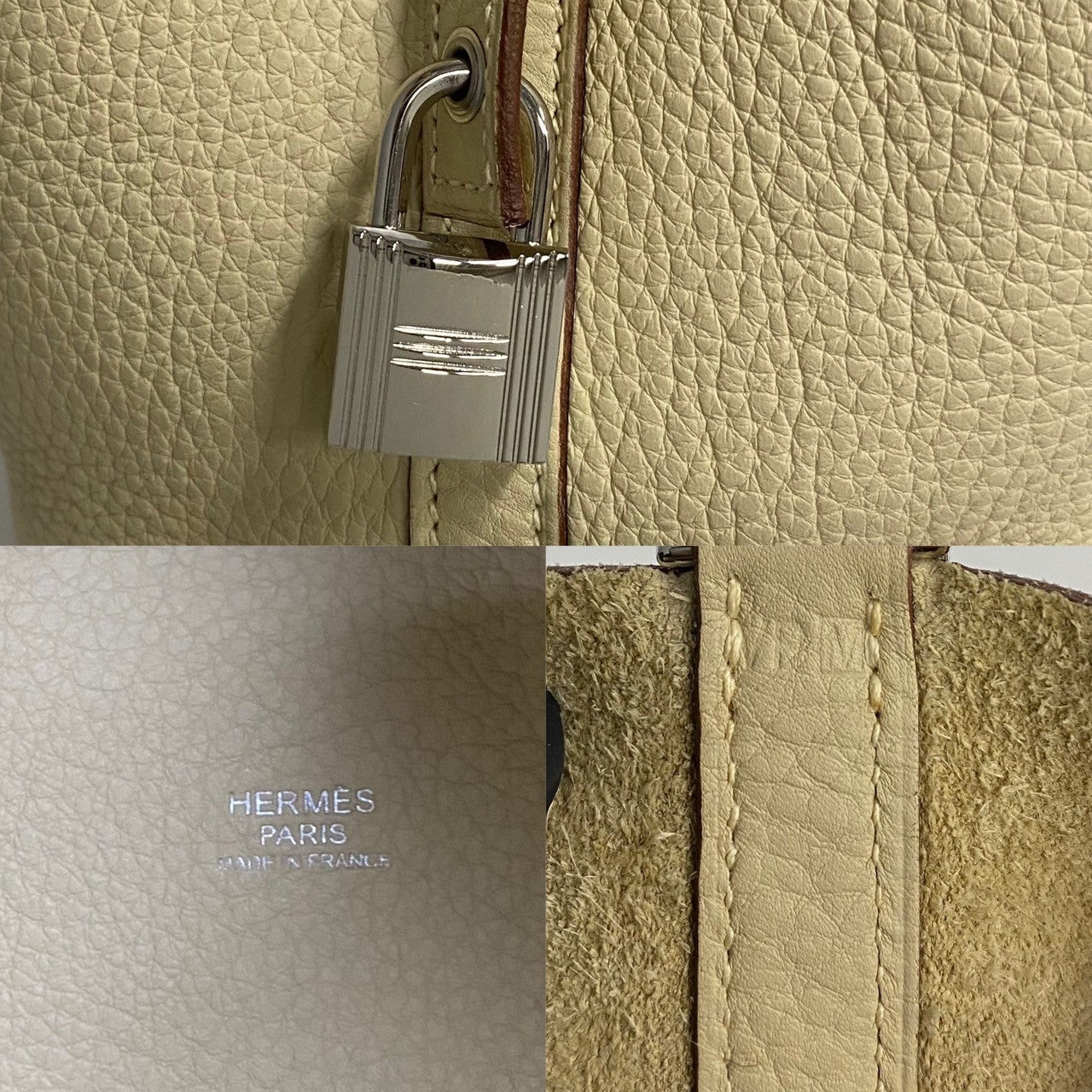 HERMES Handbag Taurillon Clemence beige Picotan Lock PM