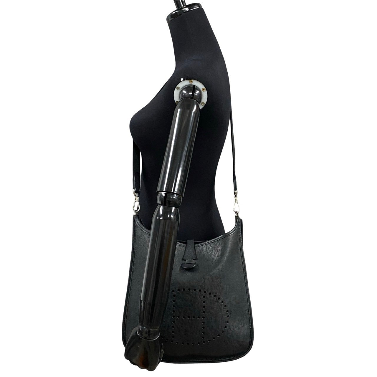 HERMES Shoulder Bag Epsom black Evelyn PM
