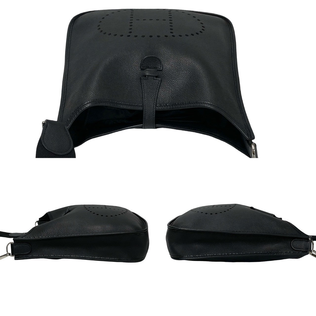 HERMES Shoulder Bag Epsom black Evelyn PM