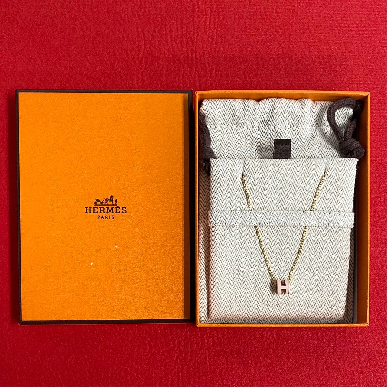 HERMES Necklace Gold Plated gold Mini Pop H Women Used