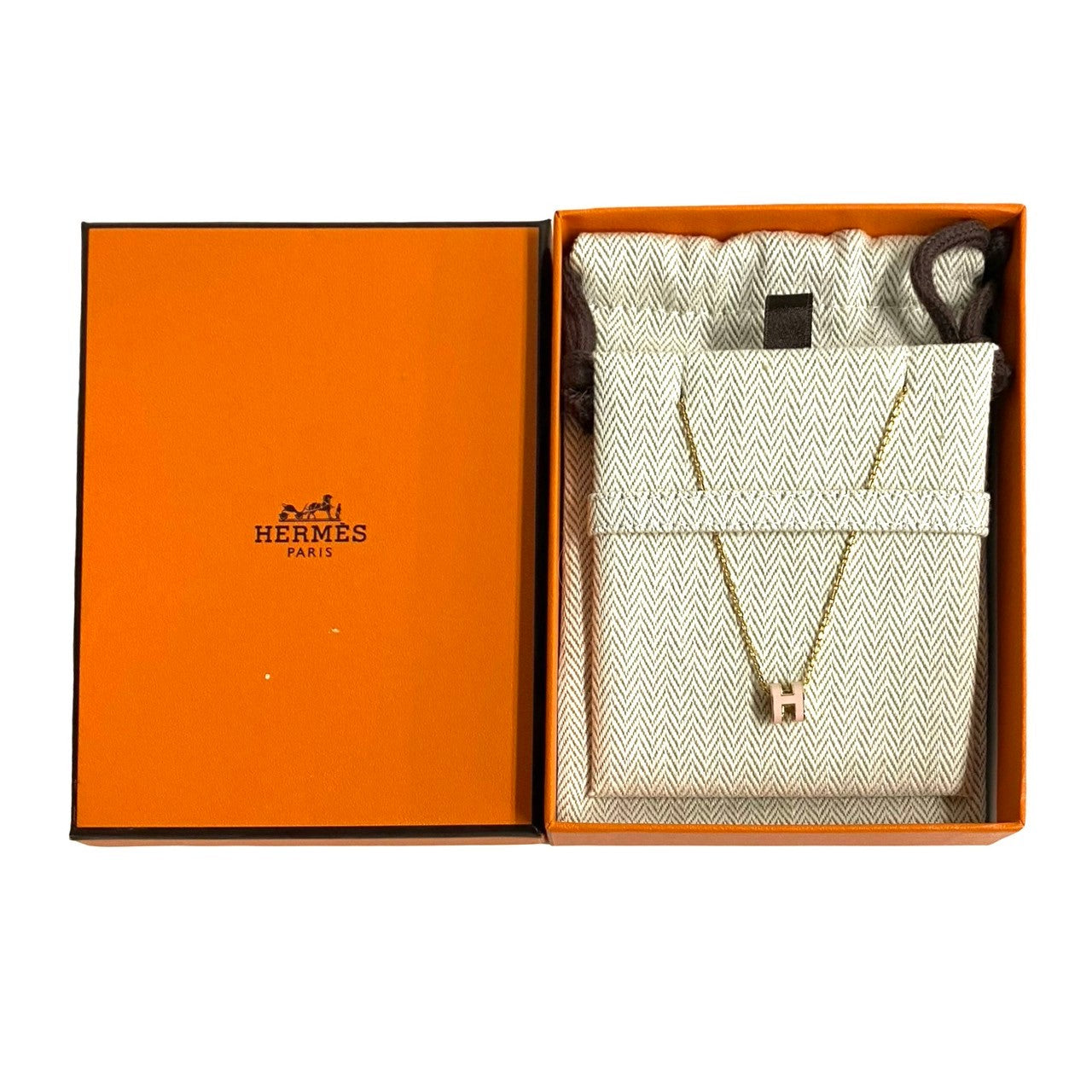 HERMES Necklace Gold Plated gold Mini Pop H Women Used