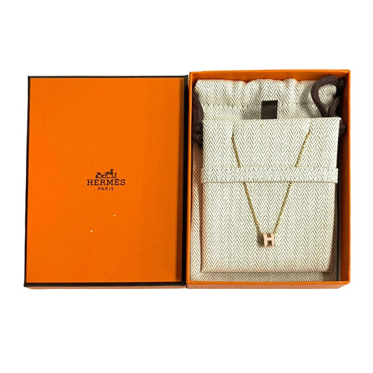 HERMES Necklace Gold Plated gold Mini Pop H Women Used