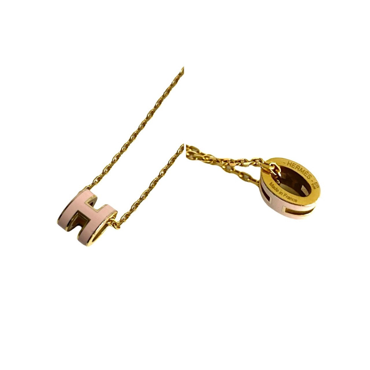 HERMES Necklace Gold Plated gold Mini Pop H Women Used