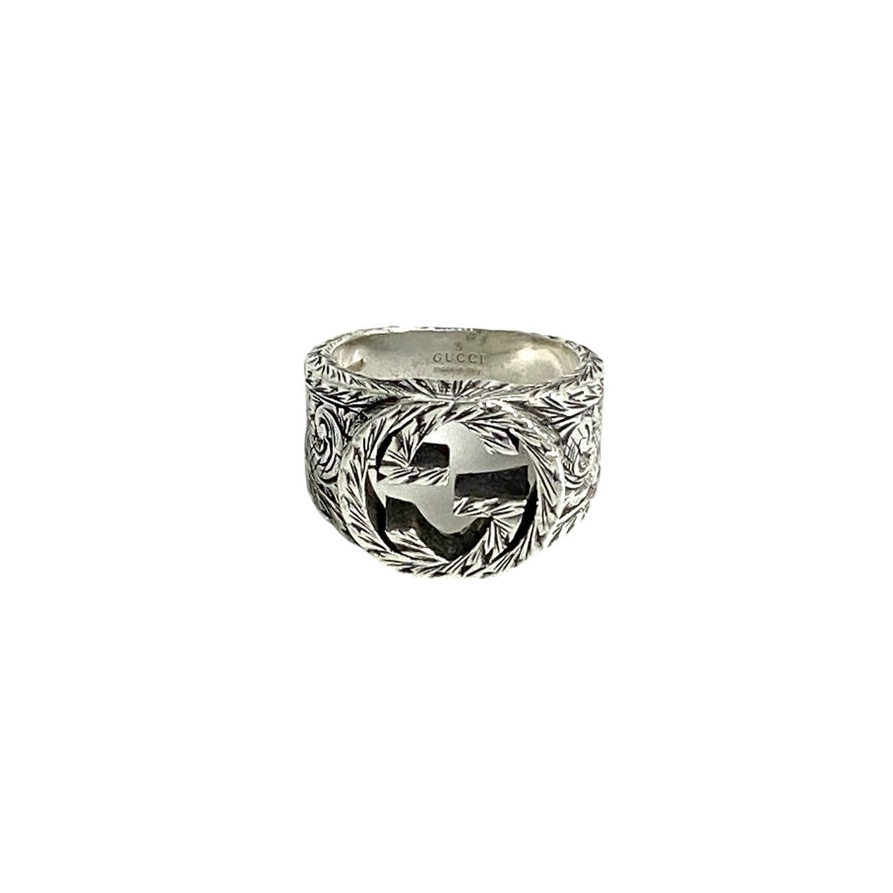 GUCCI Ring 455302 J8400 0811 Silver925 Silver Interlocking G arabesque ring logo mens 13 Used