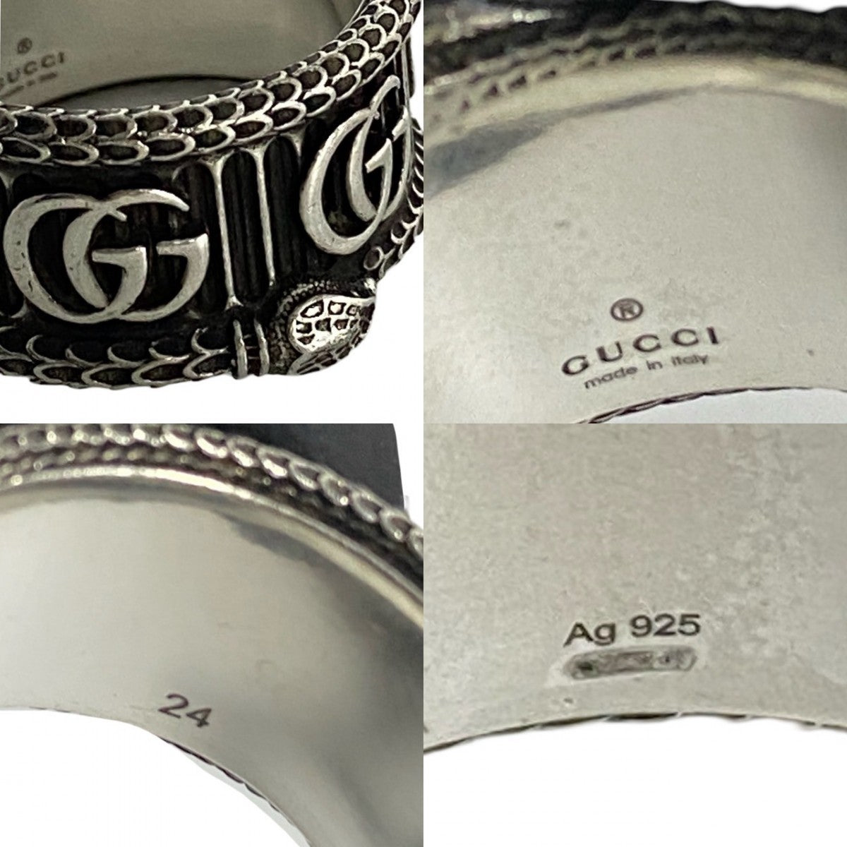 GUCCI Ring Silver925 Silver Snake & Double G Ring 24