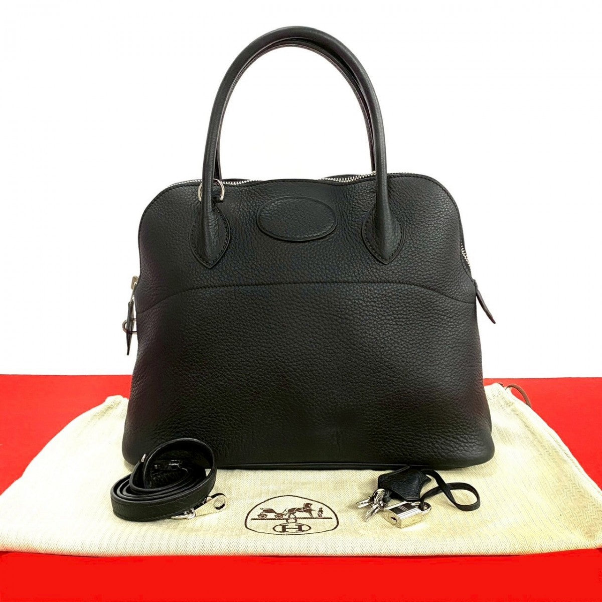 HERMES Shoulder Bag Taurillon Clemence black Bored 31