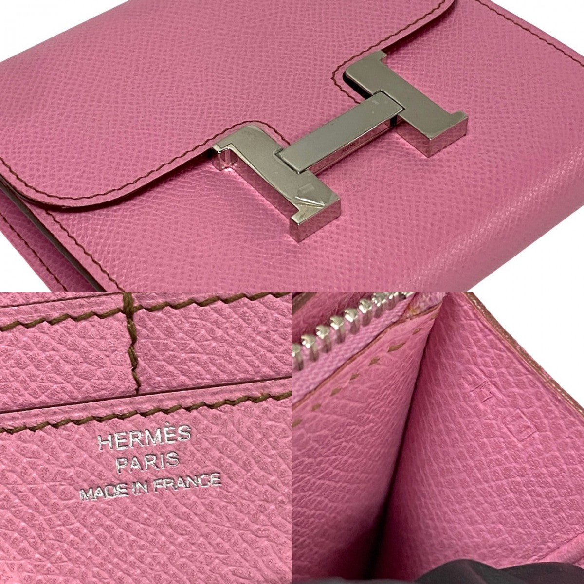 HERMES Bifold Wallet Epsom pink Constance Compact