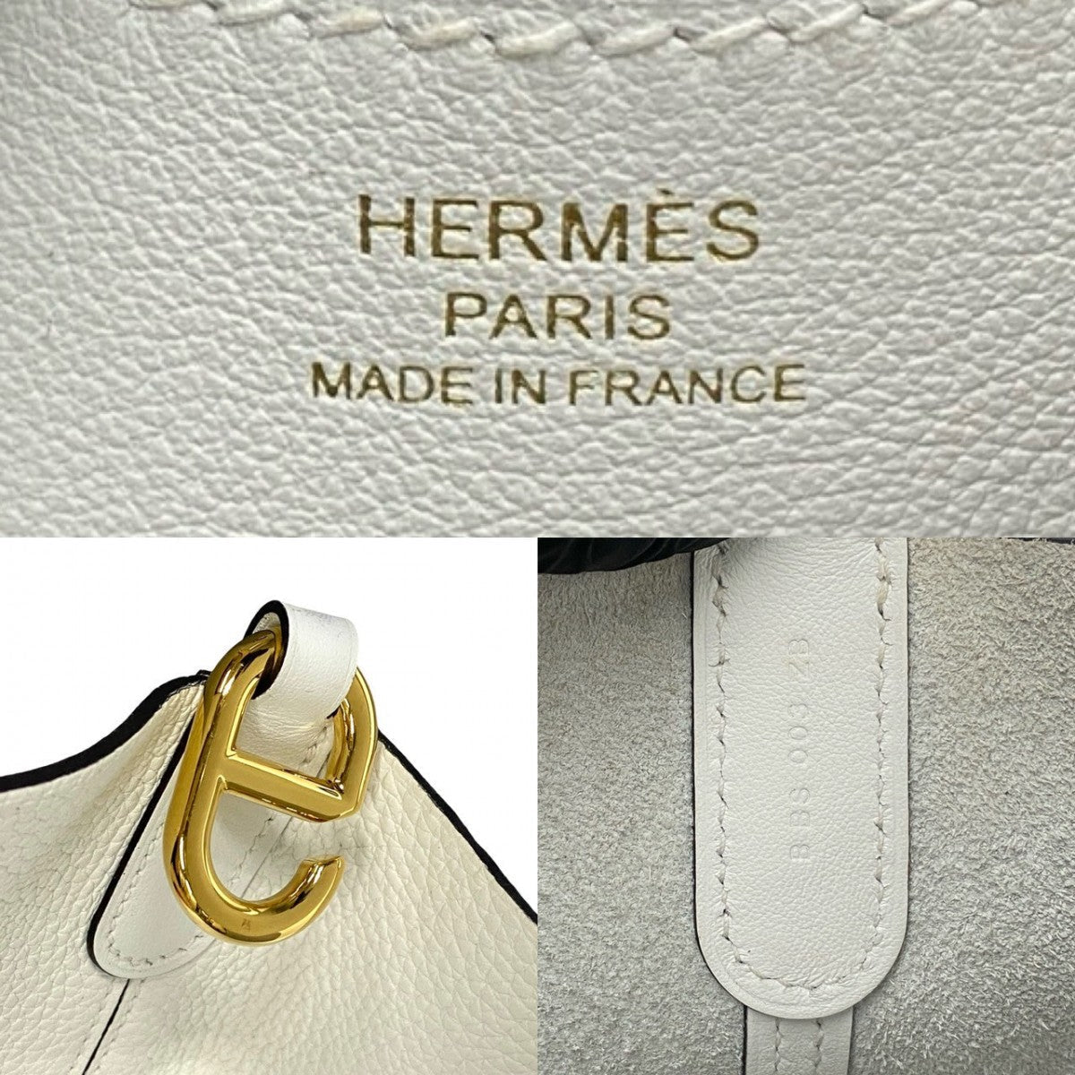 HERMES Handbag Taurillon Clemence white in the loop 18