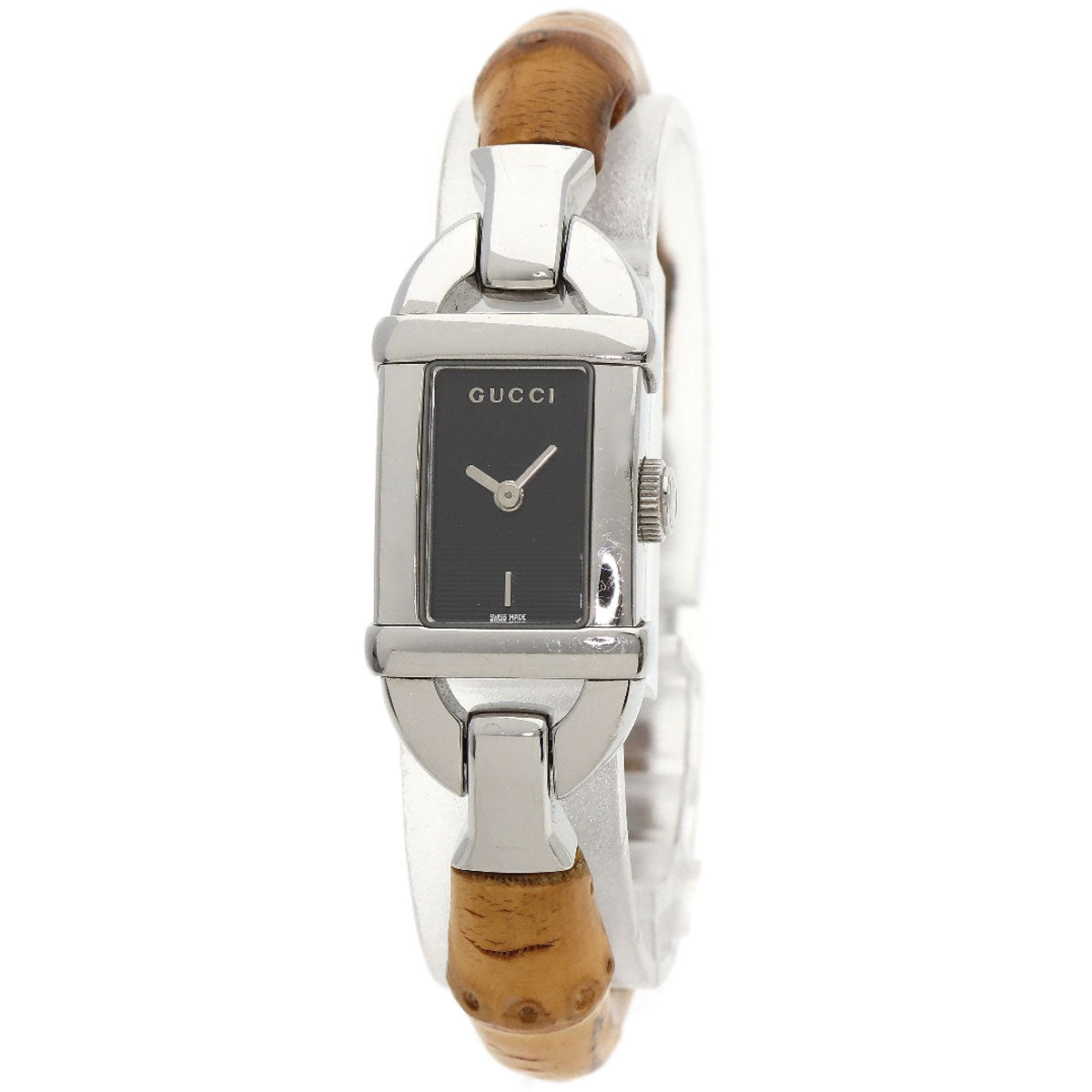 GUCCI Watches Quartz 6800L Stainless Steel Silver Bamboo black dial