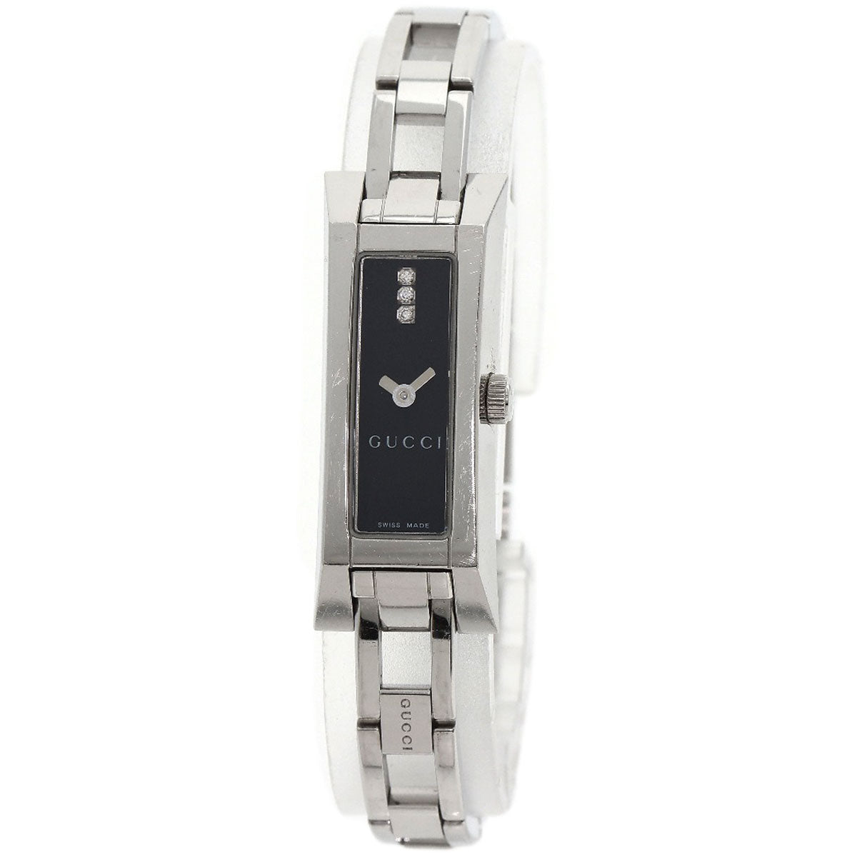 GUCCI Watches Quartz 110 Stainless Steel Silver Square Face 3P Diamond black dial