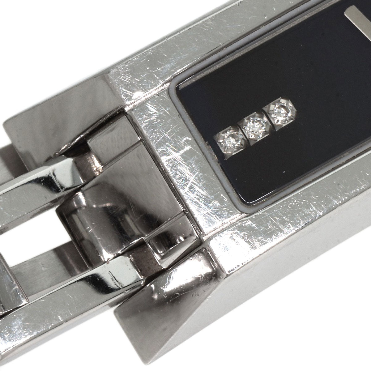 GUCCI Watches Quartz 110 Stainless Steel Silver Square Face 3P Diamond black dial