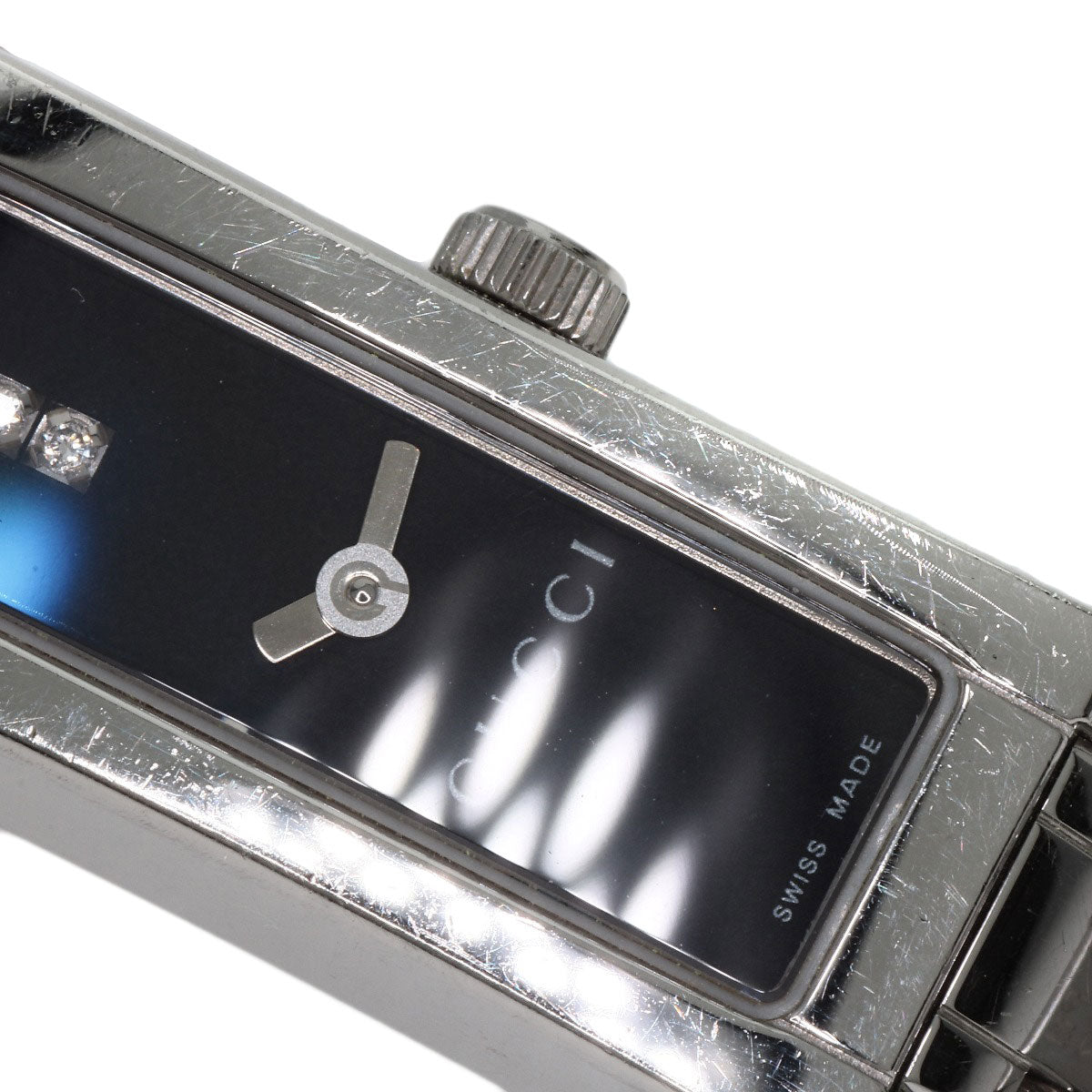 GUCCI Watches Quartz 110 Stainless Steel Silver Square Face 3P Diamond black dial