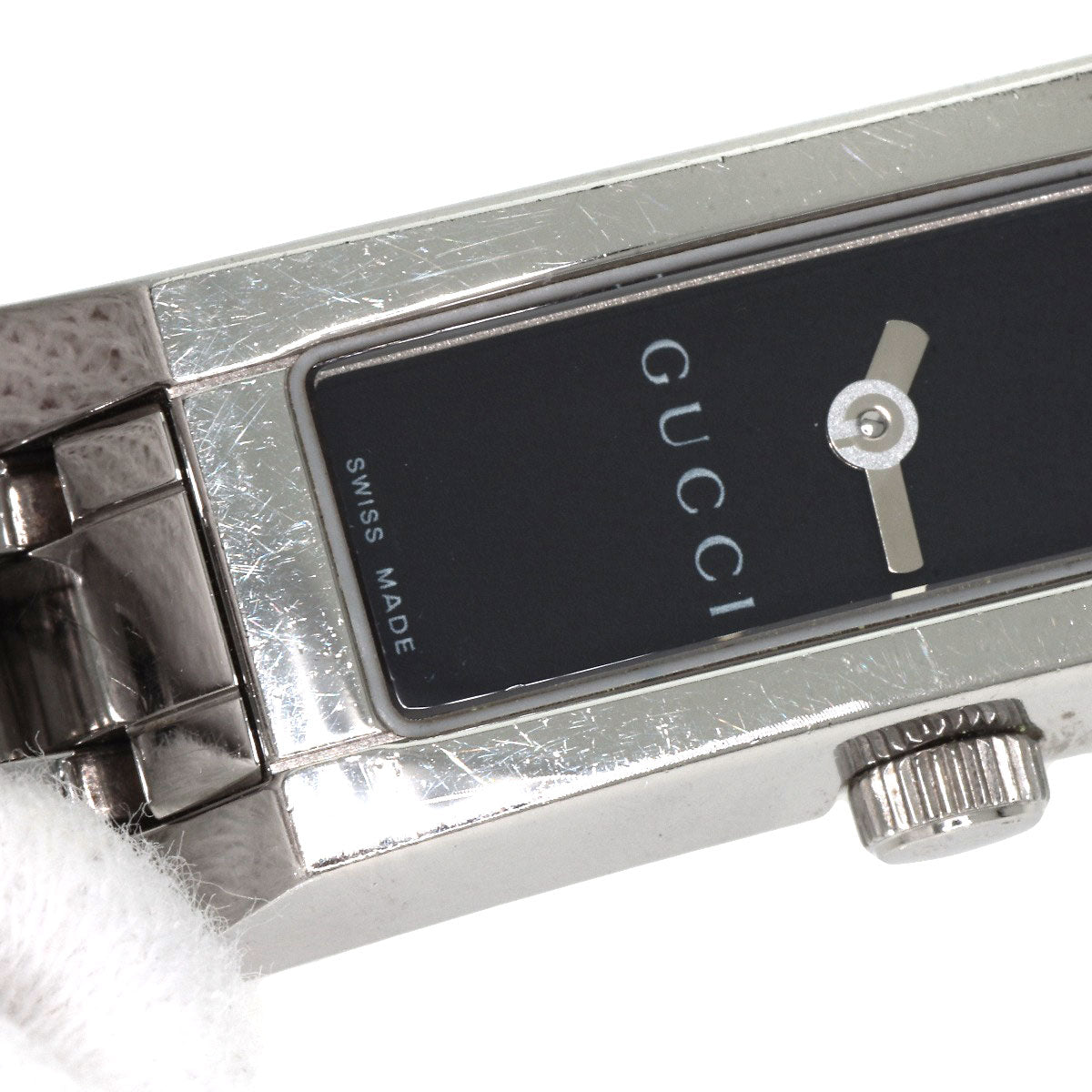 GUCCI Watches Quartz 110 Stainless Steel Silver Square Face 3P Diamond black dial