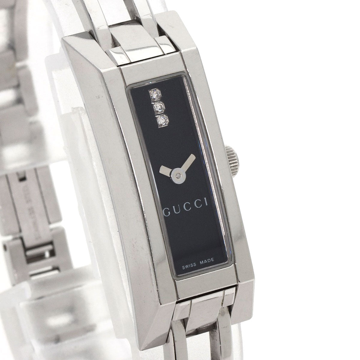 GUCCI Watches Quartz 110 Stainless Steel Silver Square Face 3P Diamond black dial