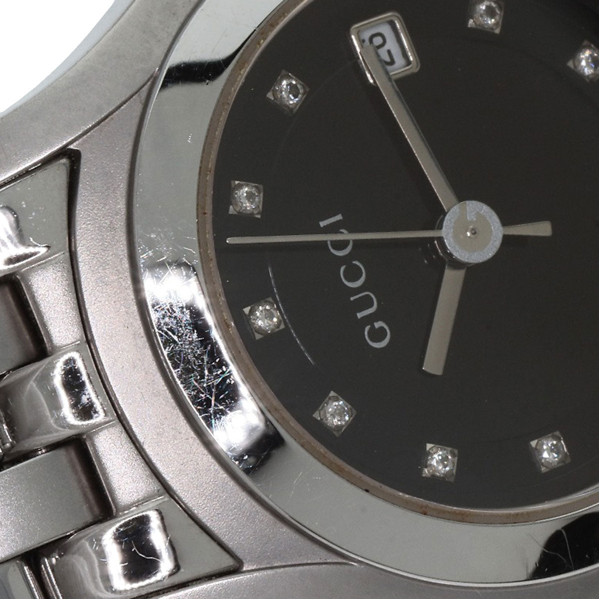 GUCCI Watches Quartz 5500L Stainless Steel Silver 11P Diamond black dial