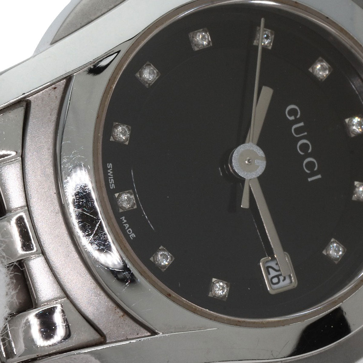 GUCCI Watches Quartz 5500L Stainless Steel Silver 11P Diamond black dial