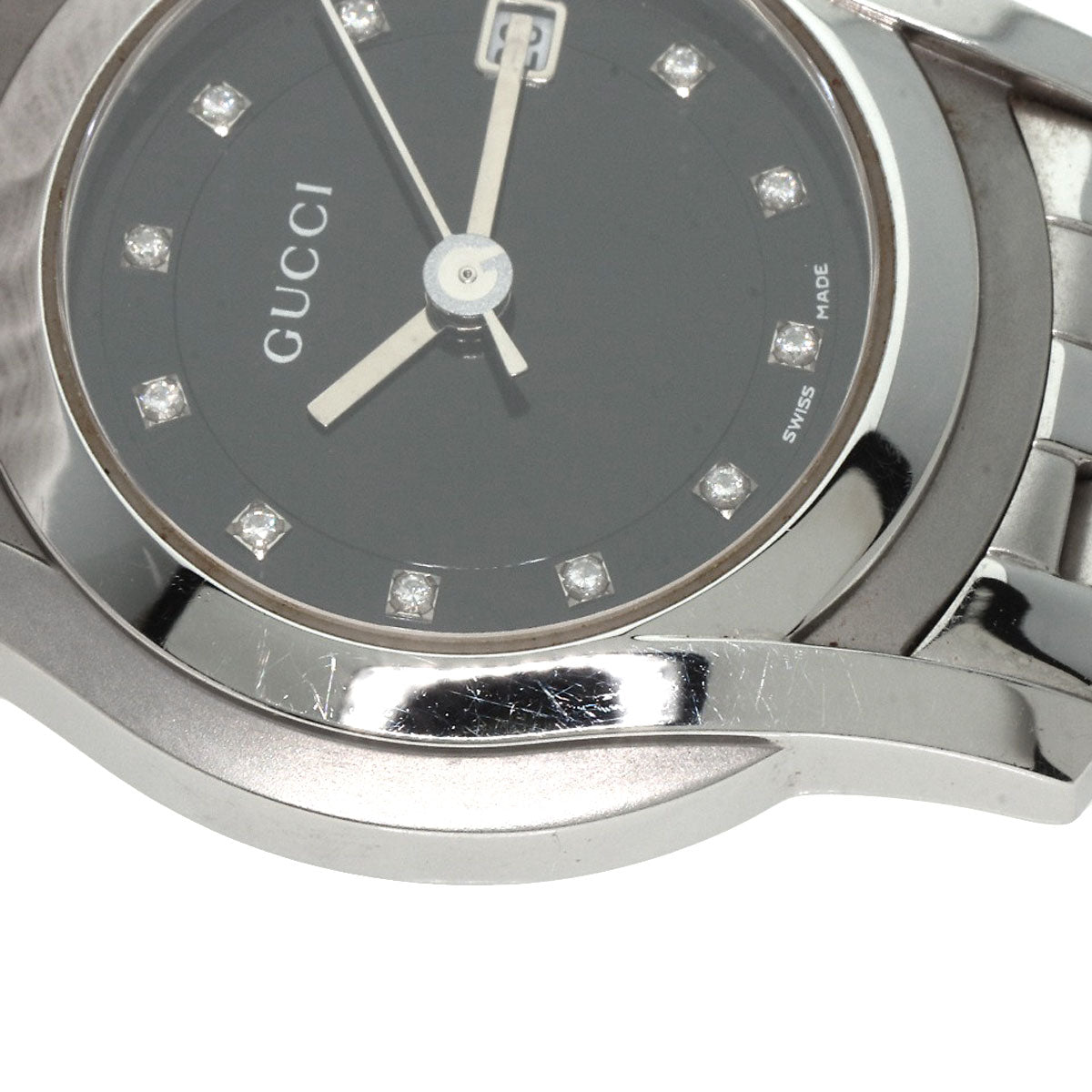 GUCCI Watches Quartz 5500L Stainless Steel Silver 11P Diamond black dial