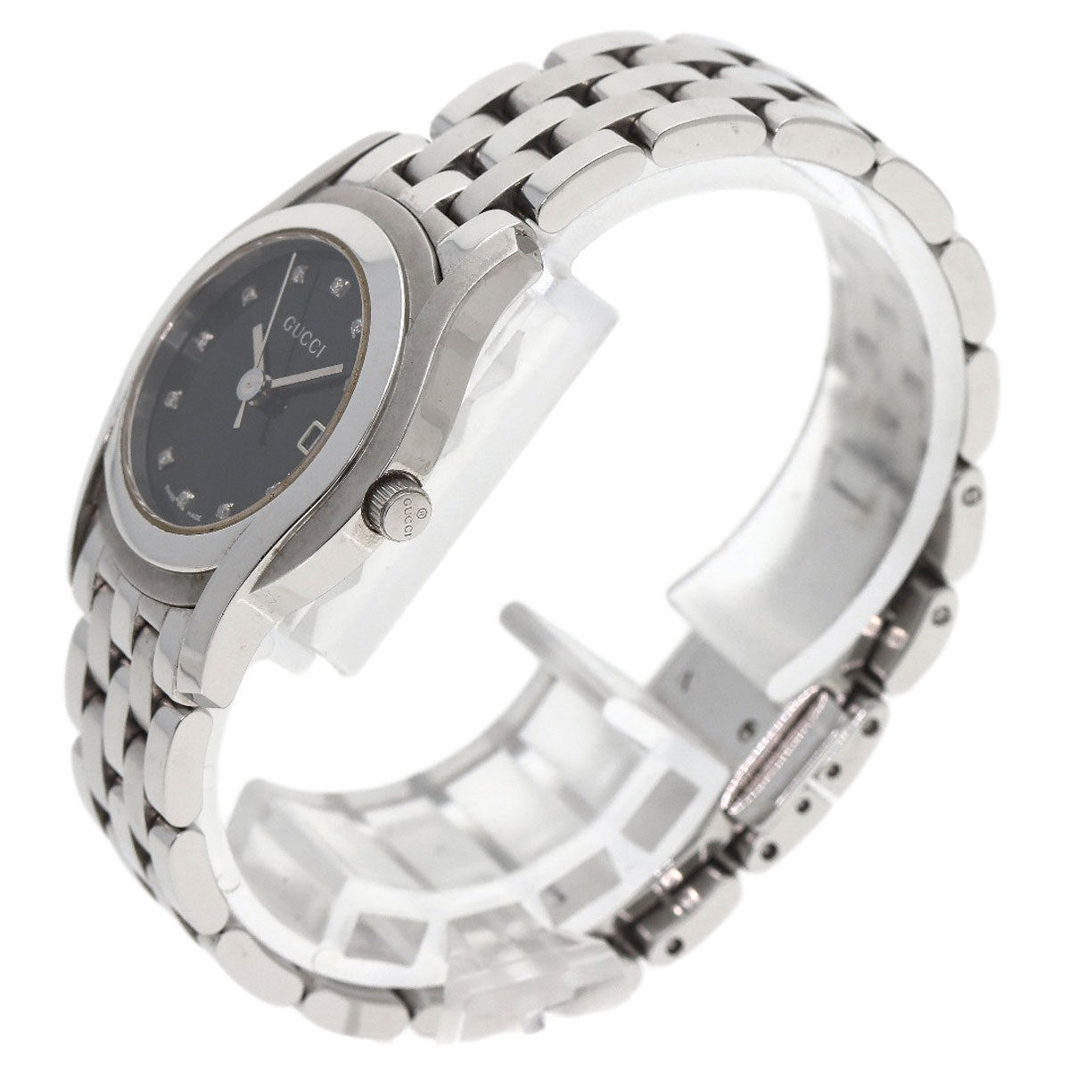 GUCCI Watches Quartz 5500L Stainless Steel Silver 11P Diamond black dial