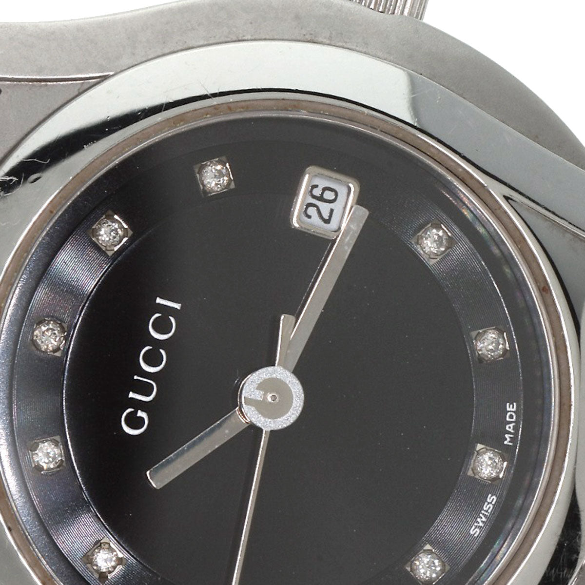 GUCCI Watches Quartz 5500L Stainless Steel Silver 11P Diamond black dial