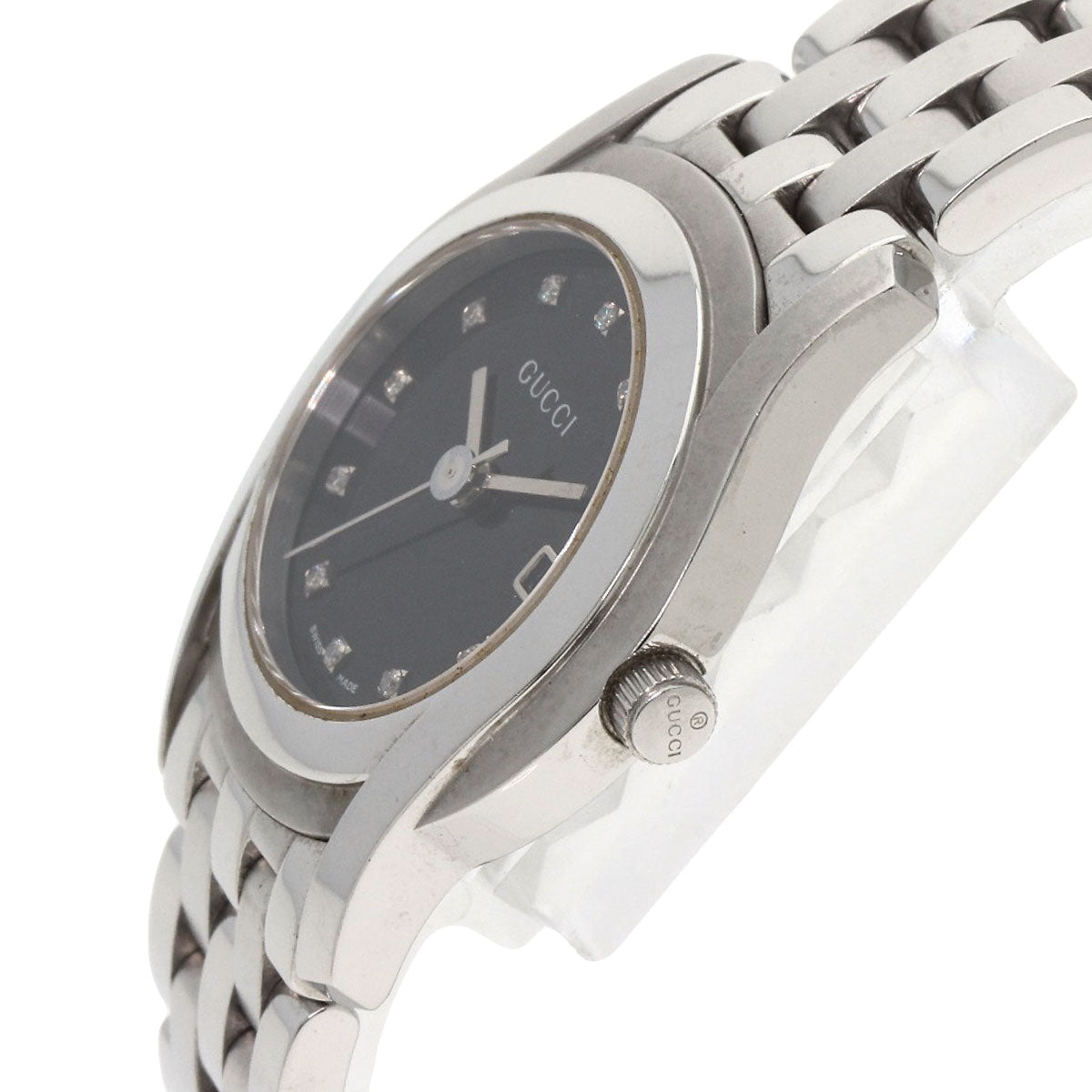 GUCCI Watches Quartz 5500L Stainless Steel Silver 11P Diamond black dial