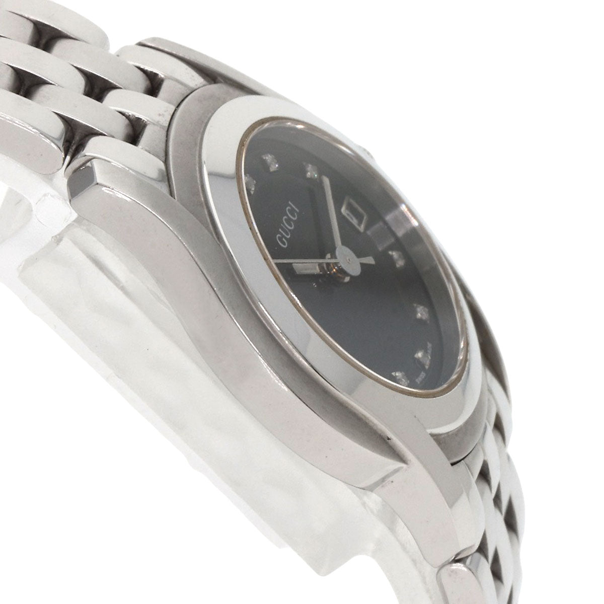 GUCCI Watches Quartz 5500L Stainless Steel Silver 11P Diamond black dial