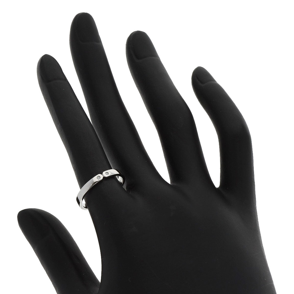 HERMES Ring PT950 Silver Ever Kelly 2P Diamond #51