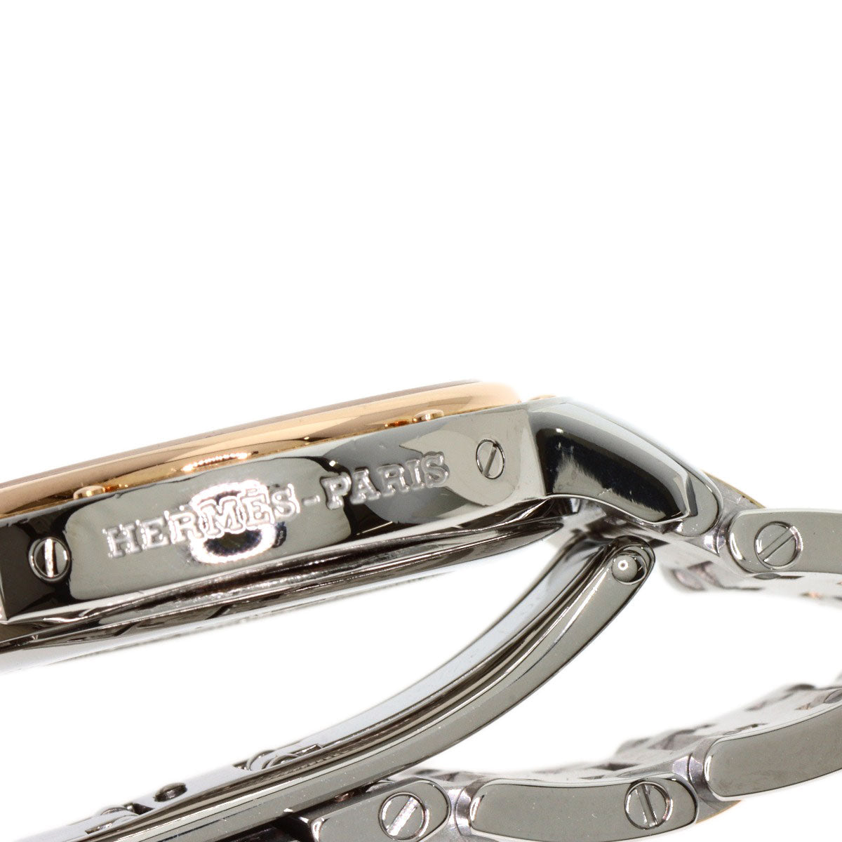 HERMES Watches Quartz CP1.322 Stainless Steel, SSxPGP, Diamond Silver Clipper Classic Nacle Diamond White shell dial Women Used