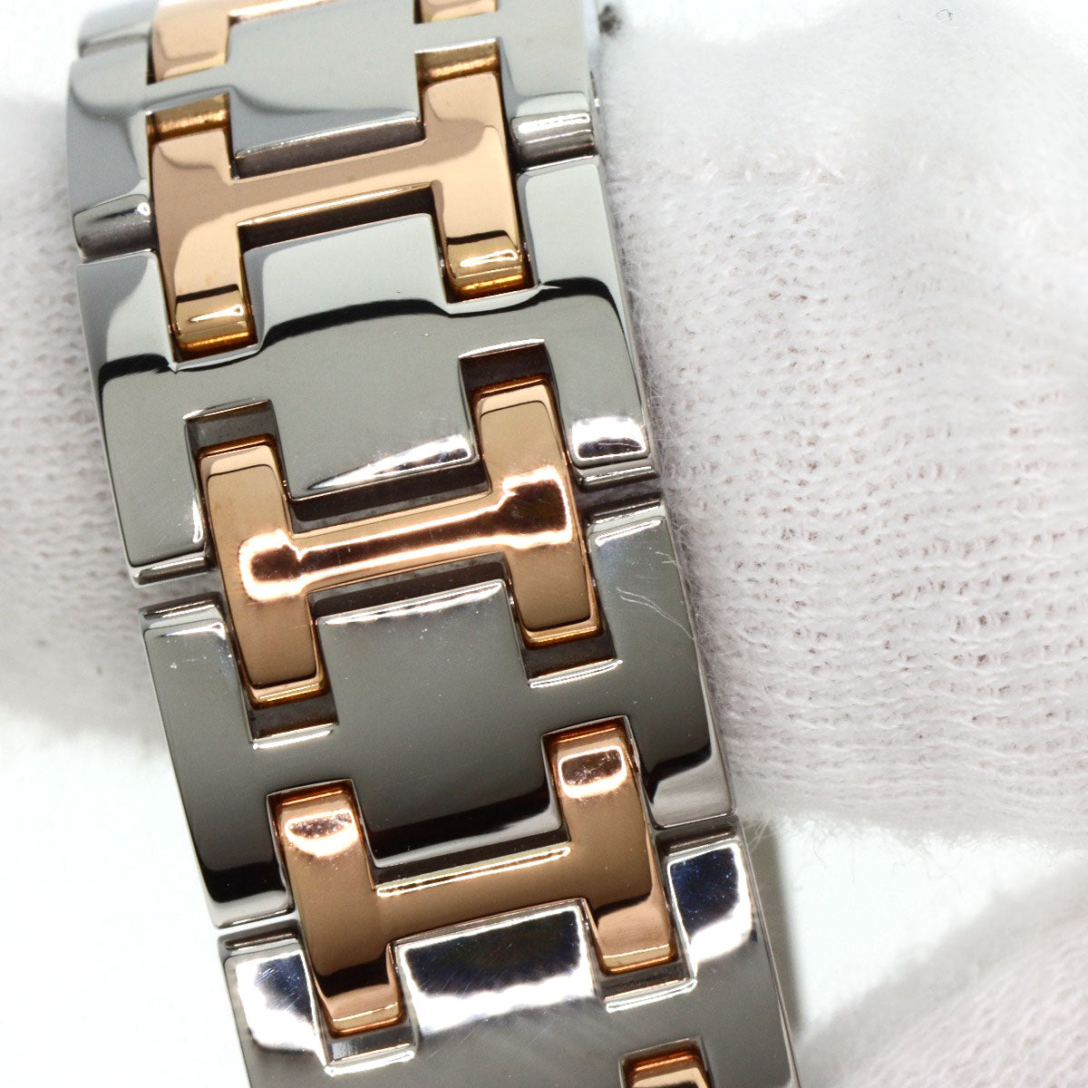 HERMES Watches Quartz CP1.322 Stainless Steel, SSxPGP, Diamond Silver Clipper Classic Nacle Diamond White shell dial Women Used