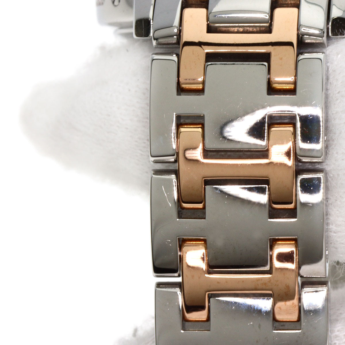 HERMES Watches Quartz CP1.322 Stainless Steel, SSxPGP, Diamond Silver Clipper Classic Nacle Diamond White shell dial Women Used