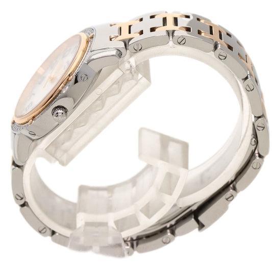 HERMES Watches Quartz CP1.322 Stainless Steel, SSxPGP, Diamond Silver Clipper Classic Nacle Diamond White shell dial Women Used