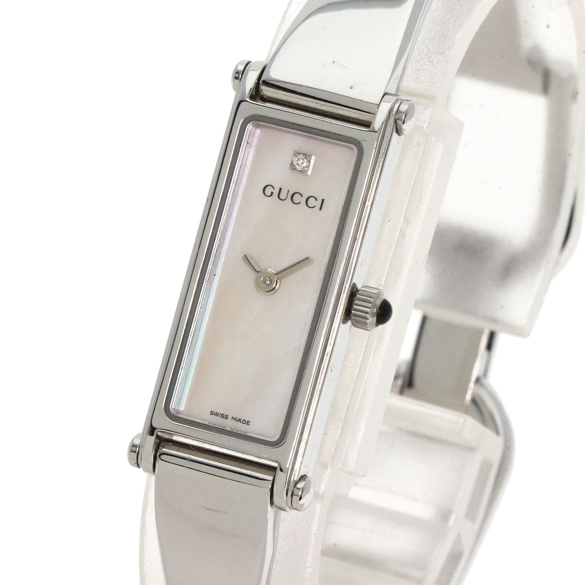 GUCCI Watches Quartz 1500L Stainless Steel Silver Square face White shell dial
