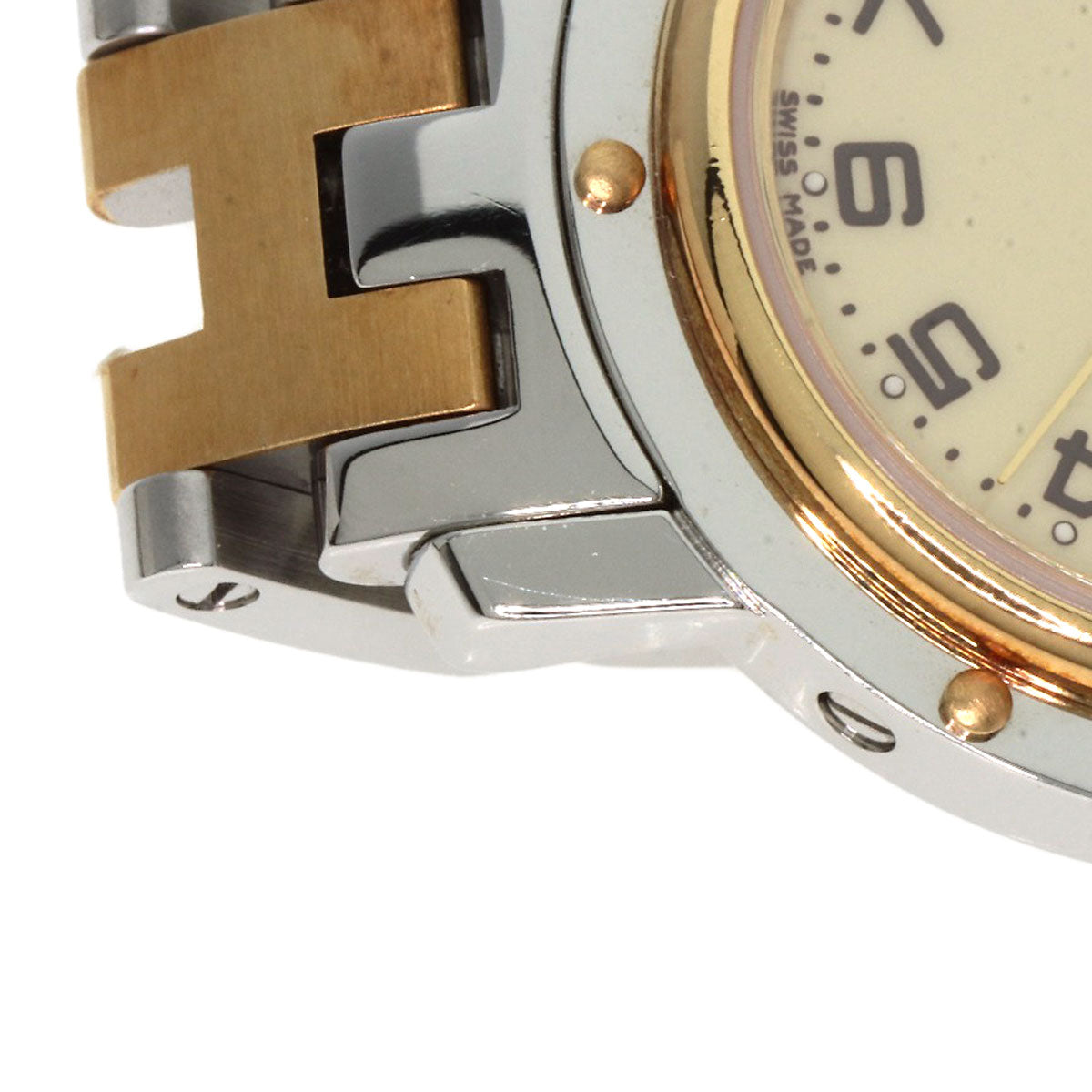 HERMES Watches Quartz CL4.220 Stainless Steel gold Clipper Ivory dial