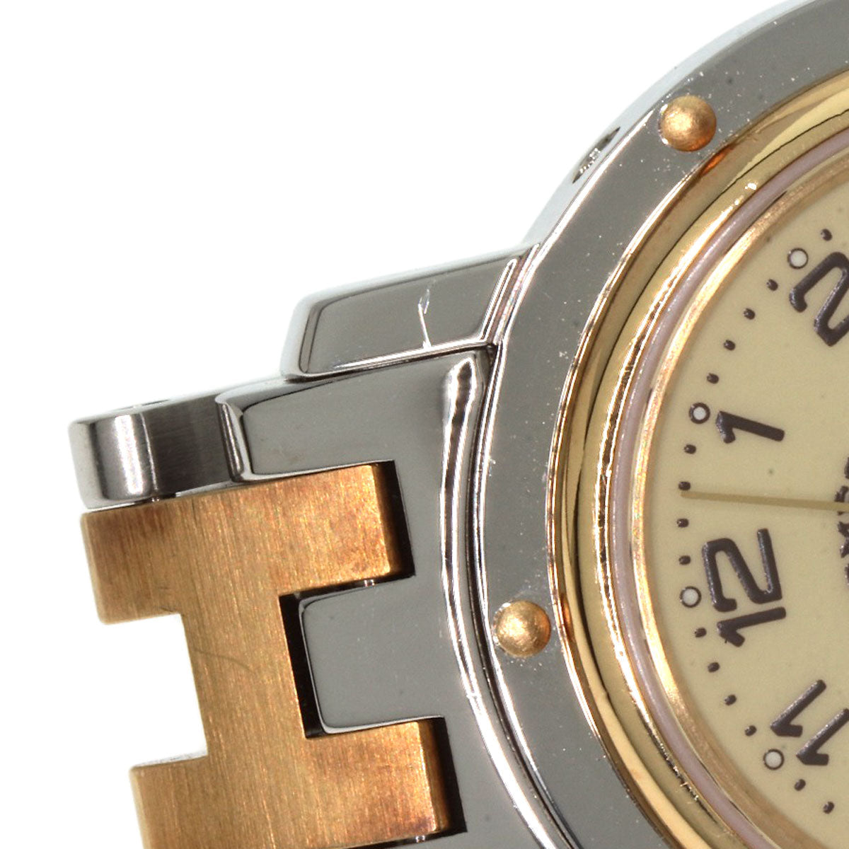 HERMES Watches Quartz CL4.220 Stainless Steel gold Clipper Ivory dial