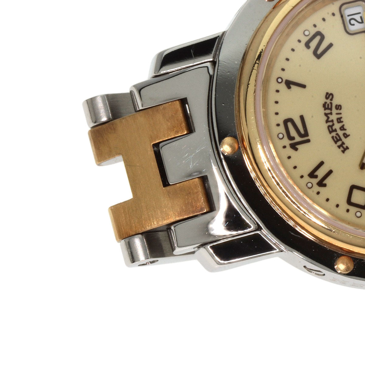 HERMES Watches Quartz CL4.220 Stainless Steel gold Clipper Ivory dial