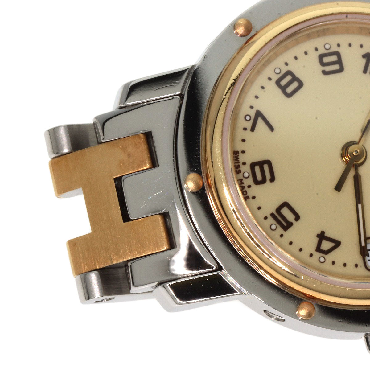 HERMES Watches Quartz CL4.220 Stainless Steel gold Clipper Ivory dial