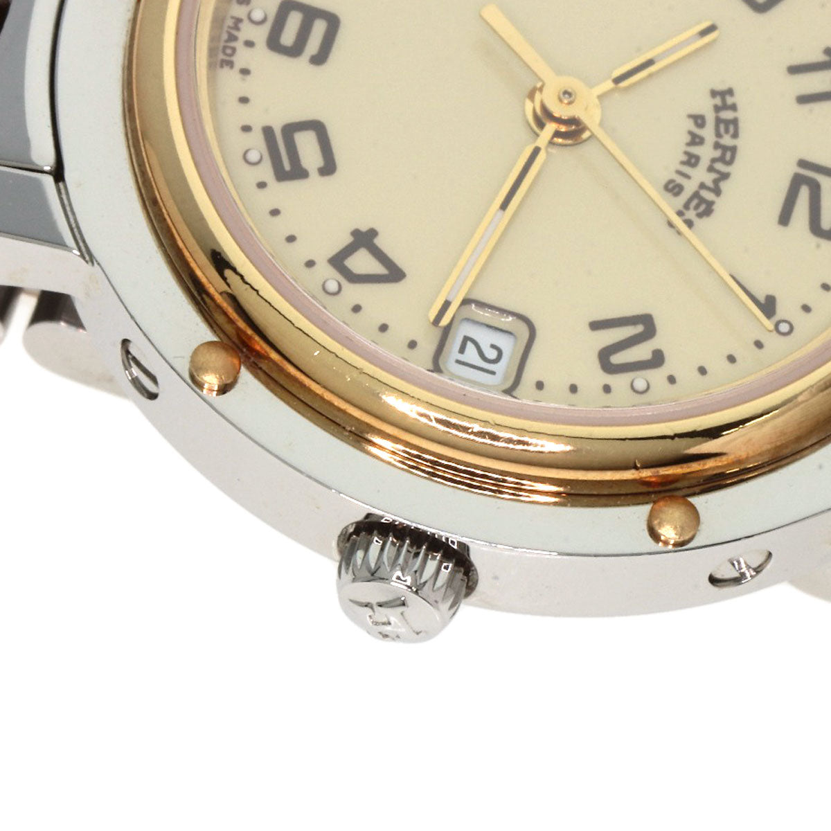 HERMES Watches Quartz CL4.220 Stainless Steel gold Clipper Ivory dial
