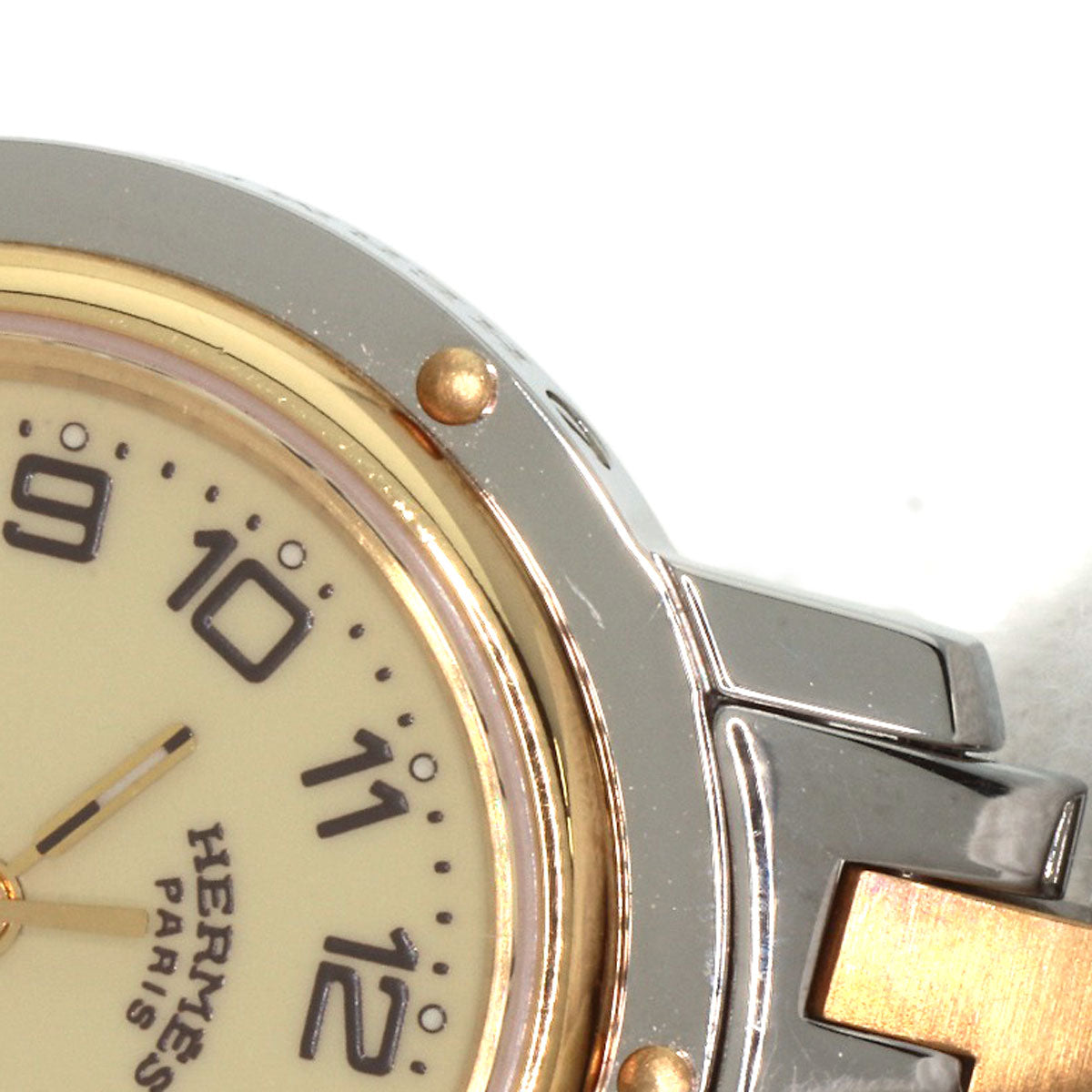 HERMES Watches Quartz CL4.220 Stainless Steel gold Clipper Ivory dial